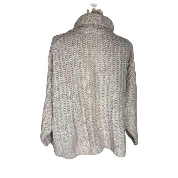 Free People Womens Sweater Size Medium Beige Cropped Turtleneck Cozy Boho - Picture 5 of 11